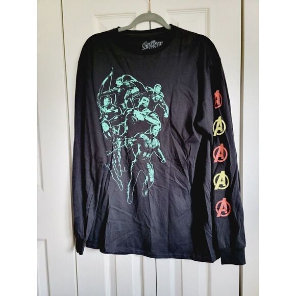 Marvel Avengers Endgame L‎ Men's Long Sleeve Shirt Large Black Colorful Graphics - Picture 1 of 6